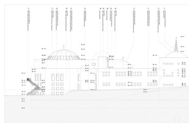 Mecset és Iszlám Kulturális Központ ÉNY homlokzat - építész: Koós Miklós