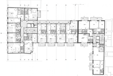 Apartmanház az Erkel utcában, 2 emelet alaprajz - építészet: Szántó és Mikó