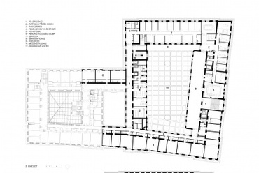5.emeleti  és tetőtéri alaprajz, vezető tervezők: Golda János, Kovács Zoltán,  Mészáros Erzsébet