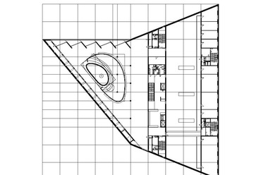 Tudásközpont, Pécs - 3. emelet alaprajza. Vezető tervező: Balázs Mihály, Tarnóczky Tamás, Tatár Balázs