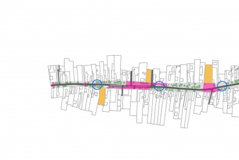 Szabadtér-tagolási és tömegközlekedési vázlat