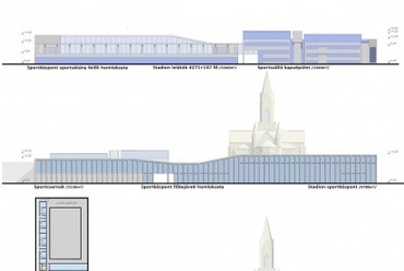 A tervezett sportközpont épületei
