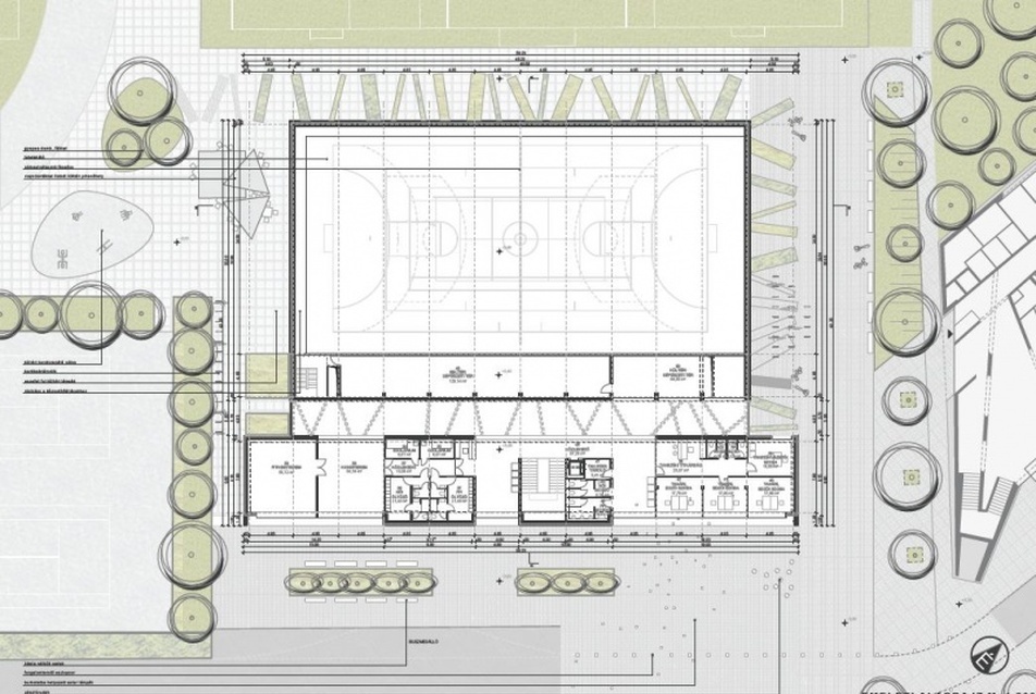 Debrecen, Egyetemi Sportcsarnok meghívásos tervpályázata – Bakó István és munkatársainak I. díjas pályaműve