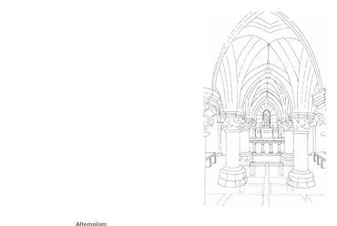Altemplom skicc, Pannonhalma, bazilika felújítása, dizájn építész: John Pawson, felelős tervező: Gunther Zsolt