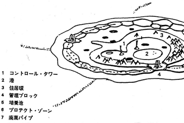 Kiyonori Kikutake, Marine City, 1960, forrás: Kiyonori Kikutake, Koso to keikeku, Bijutsu Shuppansha, 1978. 