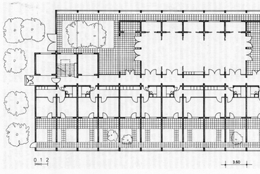 Földszinti alaprajz, Kollektív Ház, MiskolcForrás: Timon Kálmán: Korszerű kertes beépítések, Műszaki Könyvkiadó, 1982