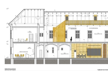 foglalkoztató terek - metszet - Építészeti iskola gyerekeknek - tervező: Herdics Ágnes