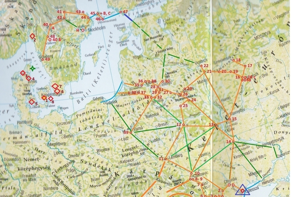 Buda nevű települések Budapesttől (Magyarország) - Skandináviáig - Budáig (Svédország), és közlekedési kapcsolataik - kép: Kiss József, 2015, Nyír - Karta Bt. térképe alapján