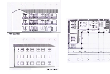 ghánai óvoda és iskola - az iskolabővítés eredeti tervei - mely végül csak az alapozásig készült el 