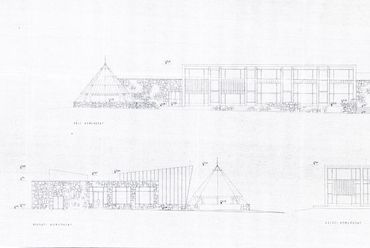 Olympia étterem - fő- és oldalhomlokzatok - 1957 - forrás: Lechner Tudásközpont Dokumentációs központja