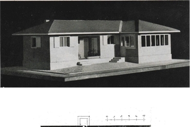 Kotsis Iván modellje nyaraló tervéhez - forrás: Kotsis Iván: Épületek és tervek. Pósa Károly könyvkiadó kiadása. Budapest, 1946.