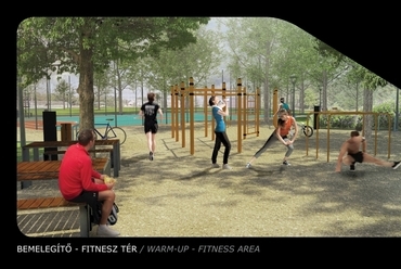 bemelegítő fitnesz tér - Paks, Teller Ede utcai park - tájépítész: Kelemen Edmond