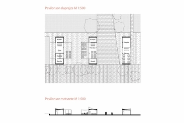 alaprajz a Petőfi sétány pavilonjáról - tervező: Mészáros János, Jäger Krisztián, Mészáros András, Mészáros Márton