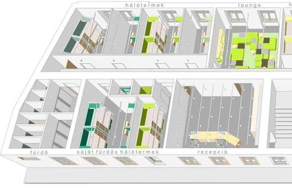 Szobák elrendezése, 3D - építész: Partizan Architecture