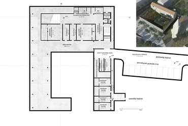 pinceszinti alaprajz, Könyvtár és tudásközpont Hódmezővásárhelyen - építész: TARKA Architects