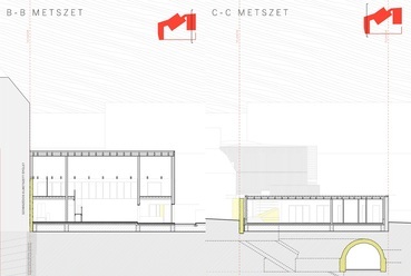 A kulturális- és történeti bemutatóközpont rajzai.