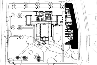 Vezérszinti alaprajz, Haris Park rendezvényhelyszín és étterem, Tervezők: Kovács Márton,Göcsei Sándor, Belsőépítészek: Somlai Design Studio,  GA Design Budapest, Kert és tájtervezés: Geiger Nóra, Fotó: Darabos György