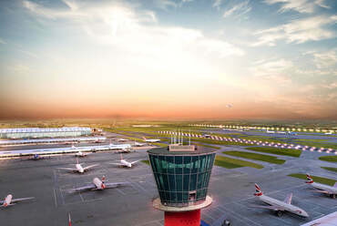 A londoni Heathrow reptér tervezett bővítése a harmadik kifutópályával. Kép: Grimshaw Architects + Heathrow Airport Limited 2019