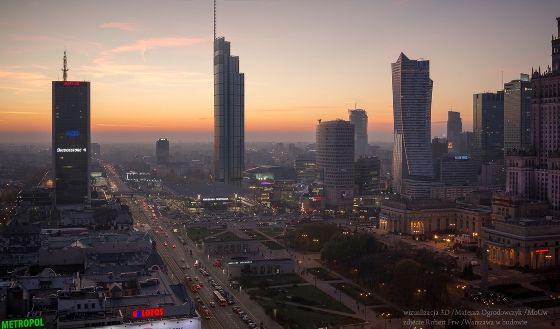 Varso Tower - építés alatt,  Építészet: Foster + Partners, Vizualizációk: az MFS hozzájárulásával.