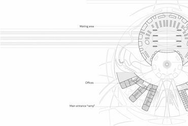 Második emelet alaprajz, Xian új pályaudvara, nemzetközi tervpályázat. Építészet: LAB5 architects