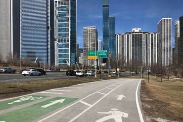 A Lakefront Trail szakasza a központi Loop-nál - fotó: Benkő Melinda 2020 február