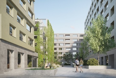 Residence Vysocany nemzetközi tervpályázat, 250 lakásos társasház, Építészet: ZIP Architects, 2020.