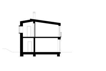 Családi ház Piliscsaba, Klotildligeten - metszet - terv: Kovács Csaba / Nart Építész Műterem Kft.   