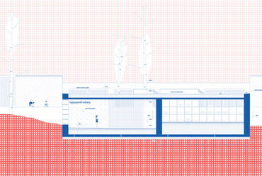 Ercsi vízitúra megállóhely – metszet – terv: Erhardt Panna Sára / BME Építészmérnöki Kar, Középülettervezési tanszék