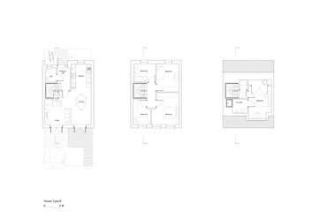 Mole Architects: Marmalade Lane, közösségi lakótelep Cambridge-ben – sorház alaprajzok – forrás: Mole Architects