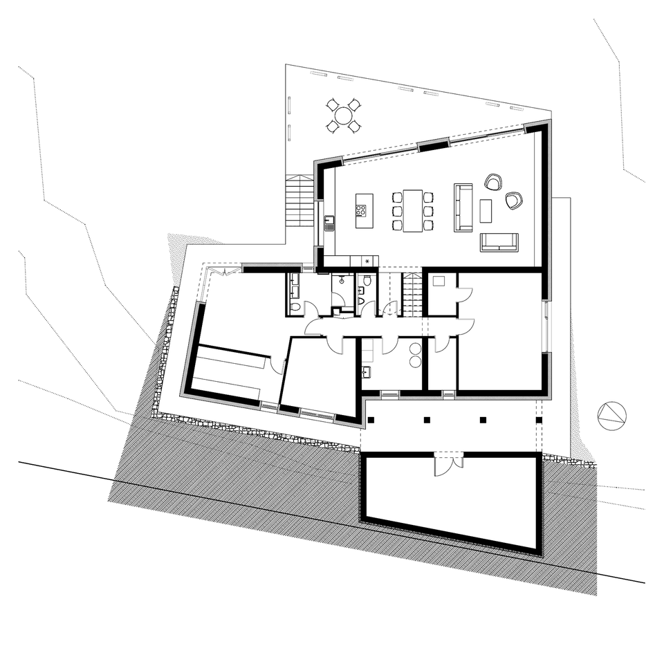 Földszint, 	Családi ház Csömörön, Tervező: Jahoda Róbert, ARCHITACTION/ÉPÍTÉSZET, 2019-2020.