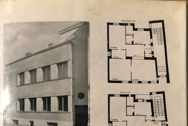 Miskolci bérházak. Felső Déryné utca 16. (teljesen átépítve). Az alsó tévesen Erdős Lajos munkájaként közölt a Debreczeny (ma Régiposta) utcában (Bőhm Viktor, 1933). Forrás: Tér és forma (1934) 7(6) p. 166. Linda Bohm személyes archívuma