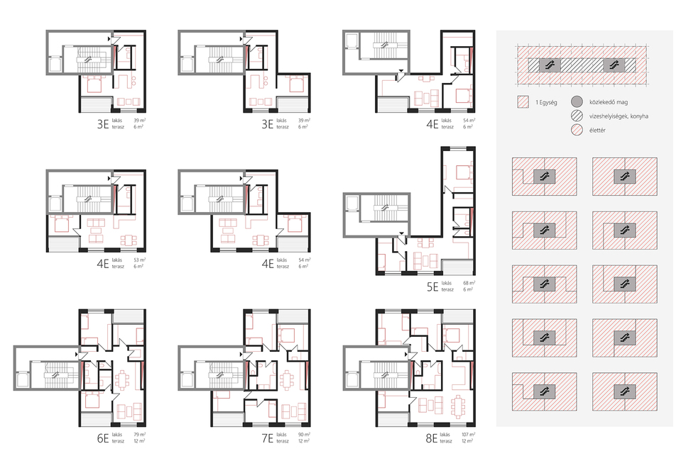 Bogyó utcai társasház – alaprajzok – építész: ZIP Architects 