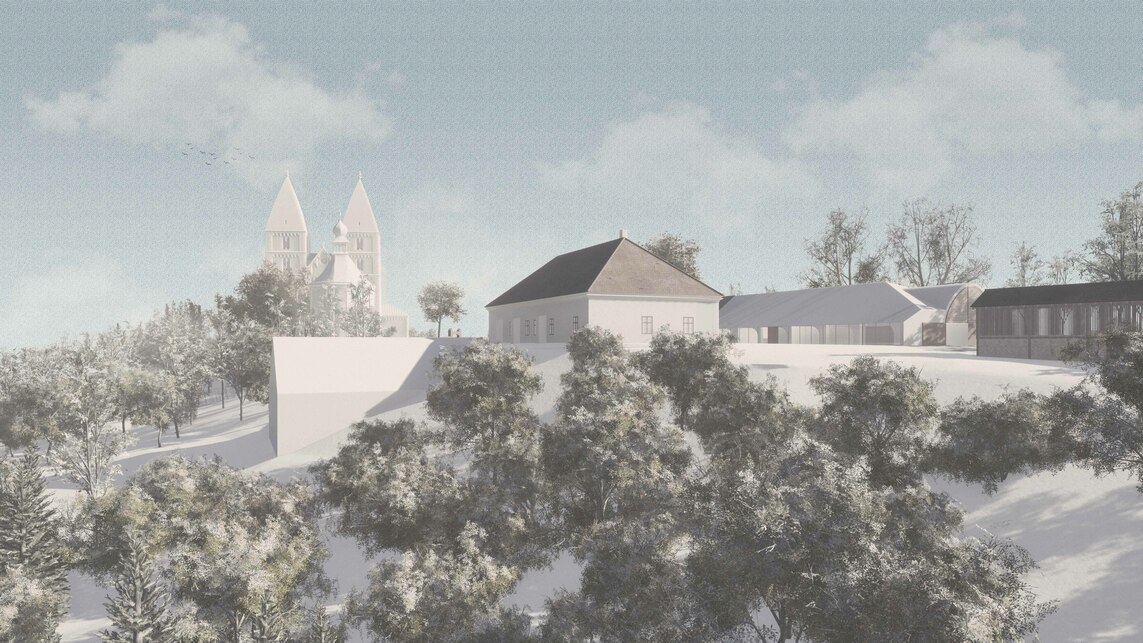 A jáki templomhoz tartozó épületegyüttes fejlesztése. Tervező: Váncza Művek