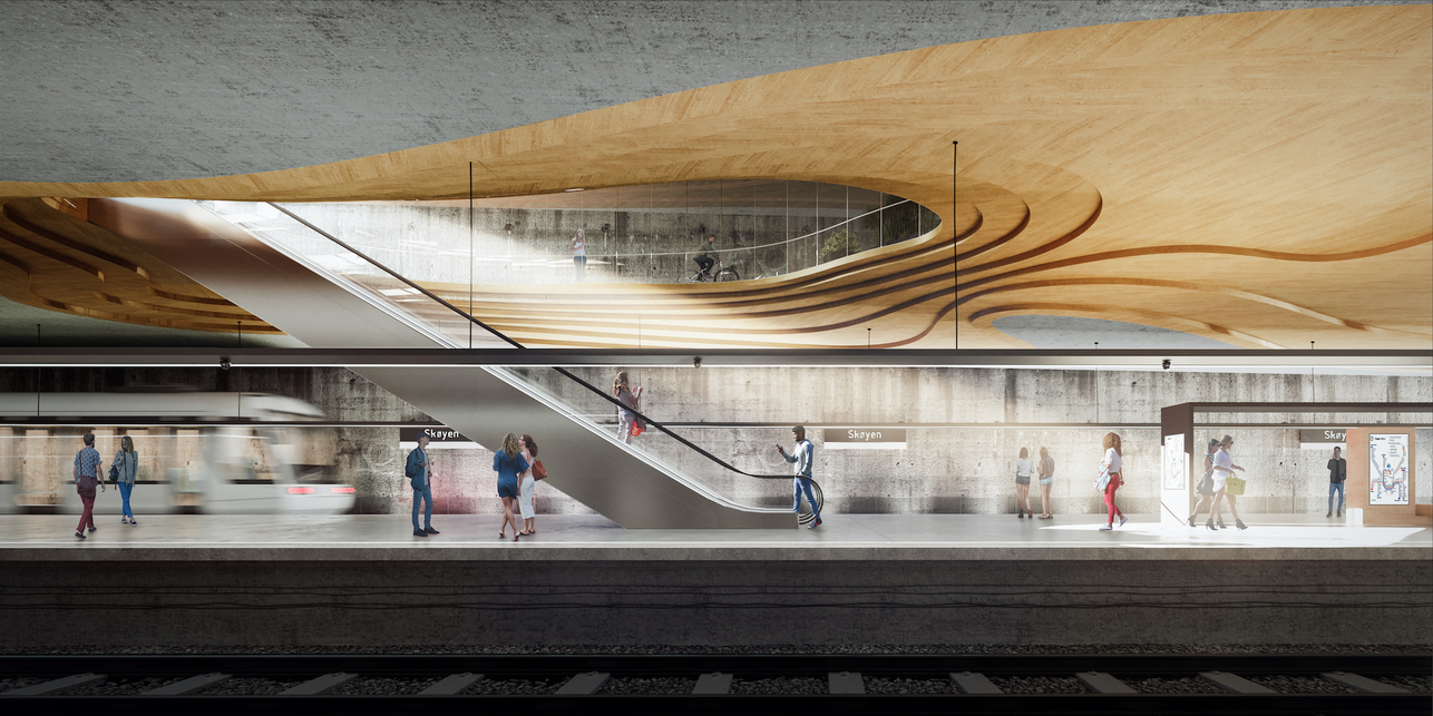 Skøyen metróállomás – építész: sporaarchitects, Auustigard Architecture