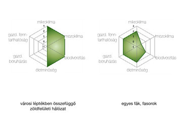 A zöldfelületi elemek hatásuk szerinti vizsgálata (Bécsi klímaterv)