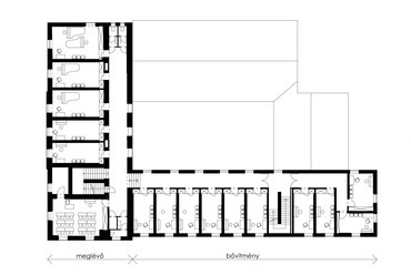 I-Quadrat Kft. és MNDP Építőművészeti Kft.: Csermák Antal Zeneiskola, Veszprém. Második emeleti alaprajz