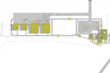 A DVM Group és az UNStudio közös terve a debreceni reptér pályázatán. Helyszínrajz, GAT - VIP terminál
