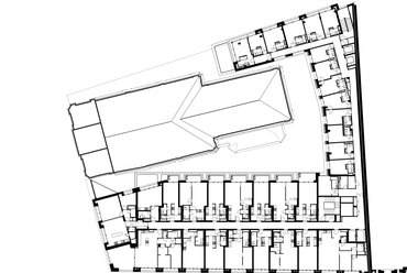 Alaprajz, 3. emelet, Emerald Residence, Óbuda Építész Stúdió, 2018-2021, A további alaprajzok és metszetek, homlokzatok a mellékletben érhetőek el.