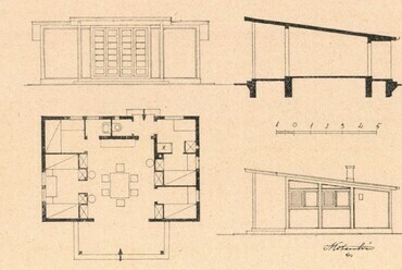 Vizy Marianne nyaralójához hasonló földszintes épület mintaterve. Forrás: A Magyar Mérnök- és Építész-Egylet Közlönye, 1934. 68. évfolyam 17-18. szám