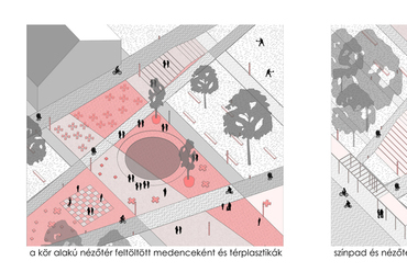 Csépke Tamás és Skrabák Zoltán megvételt nyert terve a Városháza Park pályázatán