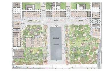 A CAN Architects és az Újirány közös pályaműve a Városháza Park térépítészeti tervpályázatán