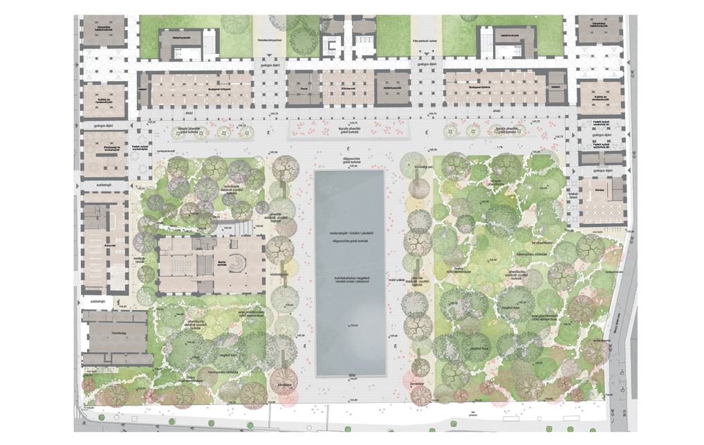 A CAN Architects és az Újirány közös pályaműve a Városháza Park térépítészeti tervpályázatán