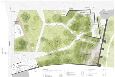 A Szentháromsági téri zöldfelületek megújítására kiírt nyílt tervpályázat munkája, Tervező: Urban Concept, 2022.