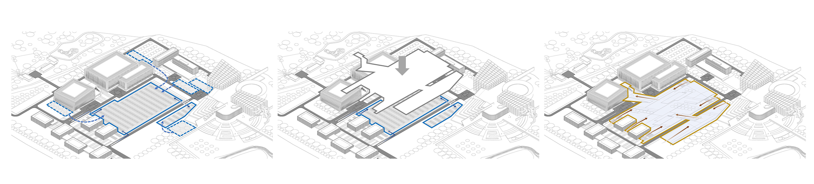 Koncepciódiagram – ARDF Studio: A pécsi aquaparkra benyújtott tervpályázata.