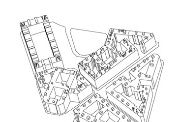 Eric Sasse szociális lakótömb, axonometria.  Forrás: BULK Architecten