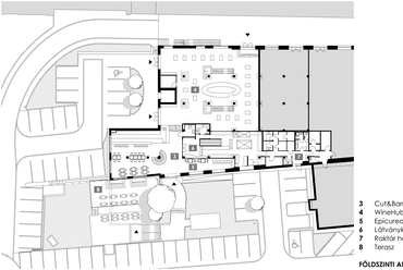 Földszinti alaprajz, Óbuda szívében megnyitotta kapuit a Winehub borközpont. Forrás: DVM Group
