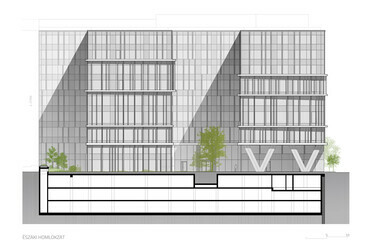 Corvin Innovation Campus. Északi homlokzat. Tervező: Radius B+S.
