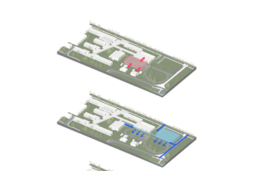 Diagram. Építész Stúdió: Křižná Általnos Iskola tornacsarnokának bővítése.
