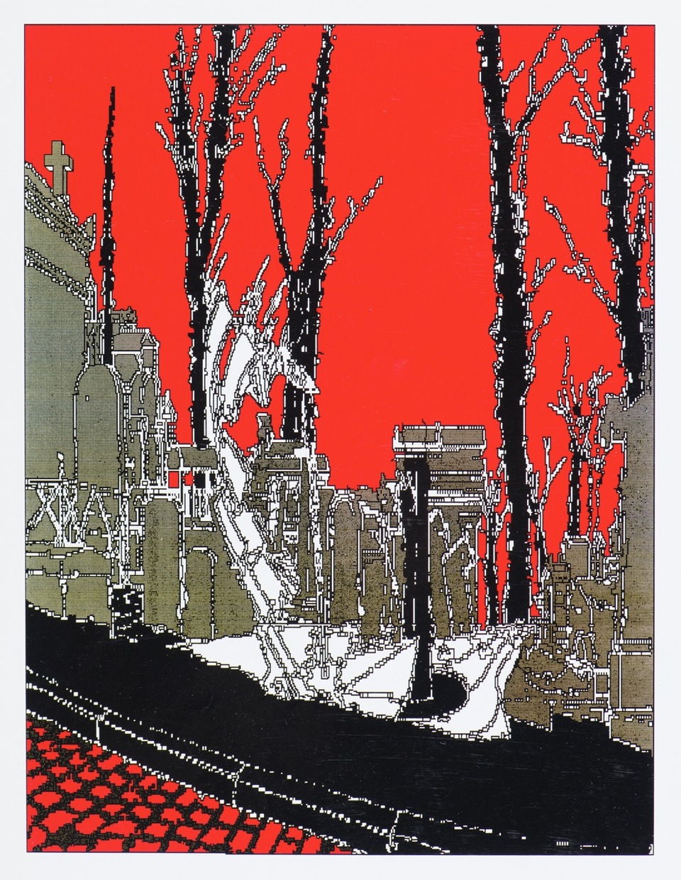 Korai computergrafika/ terv a Legyen ez a francia föld sírhelye nagy Imrének… című plakáthoz, 1988
