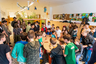 Közösségi tervezés a Budenz József Általános Iskola és Gimnázium 4/a osztályos diákjaival. Fotó: Eördögh Lola
